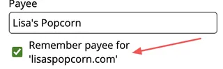Remember a payee for a website host/URL